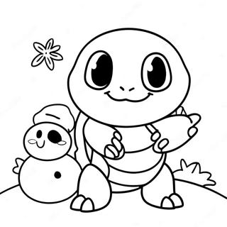 Squirtle With A Snowman Coloring Page 79050-21322