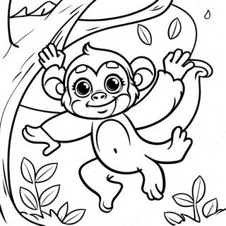 Playful Monkey Swinging From Trees Coloring Page 79101-21357
