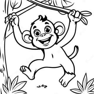 Playful Monkey Swinging From Trees Coloring Page 79101-21360