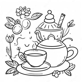 Vintage Tea Party Scene Coloring Page 79798-21891