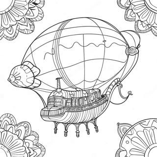 Whimsical Steampunk Airship Coloring Page 79874-21941