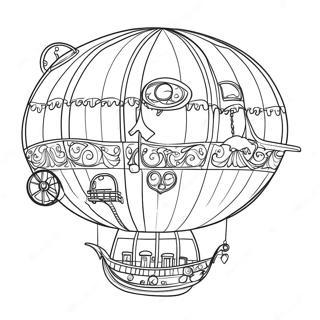 Whimsical Steampunk Airship Coloring Page 79874-21943