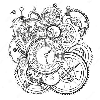 Vintage Steampunk Clockwork Coloring Page 79876-21950