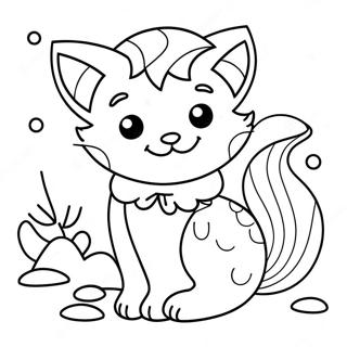 Mermaid Cat Coloring Pages