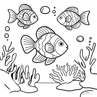 Colorful Fish Swimming In Coral Reef Coloring Page 80029-22061