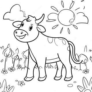 Playful Strawberry Cow In A Sunny Field Coloring Page 80312 22282