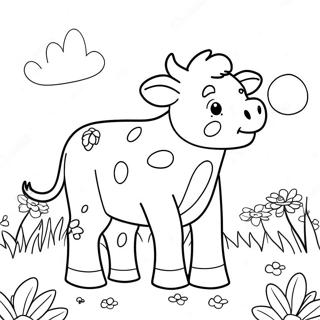Playful Strawberry Cow In A Sunny Field Coloring Page 80312 22283