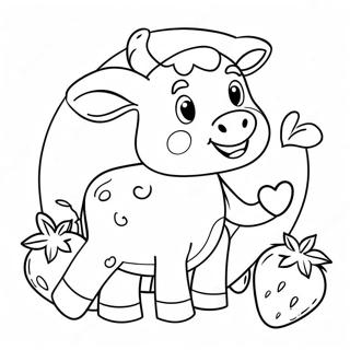 Charming Strawberry Cow Eating Strawberries Coloring Page 80314-22291