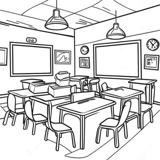 Colorful Classroom On First Day Of Preschool Coloring Page 80390 22346
