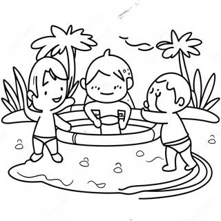 Kids Playing In The Pool Coloring Page 80517 22442