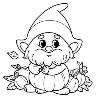 Cute Fall Gnome With Pumpkin Coloring Page 80694-22578