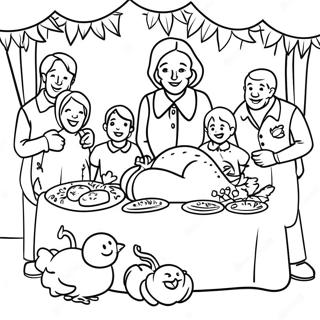 Joyful Family Gathering Thanksgiving Coloring Page 80822-22677