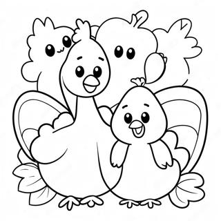 Cute Turkeys And Pumpkins Coloring Page 80825-22691