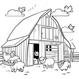 Rustic Barn And Animals Coloring Page 80926-22758