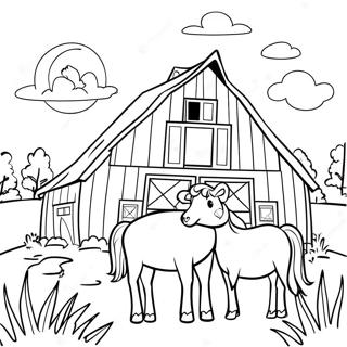 Rustic Barn And Animals Coloring Page 80926-22759