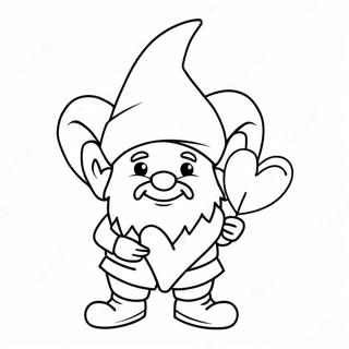 Cute Valentine Gnome With Heart Coloring Page 81080-22877