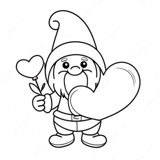 Cute Valentine Gnome With Heart Coloring Page 81080-22878