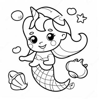 Cute Mermaid Unicorn With Seashells Coloring Page 81544 23242