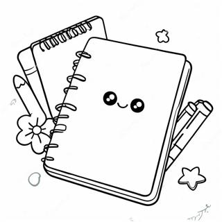 Cute Notebook With Stickers Coloring Page 81572-23269
