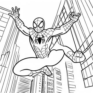 Spiderman Swinging Through The City Coloring Page 81673-23337