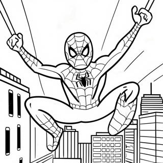 Spiderman Swinging Through The City Coloring Page 81673-23338