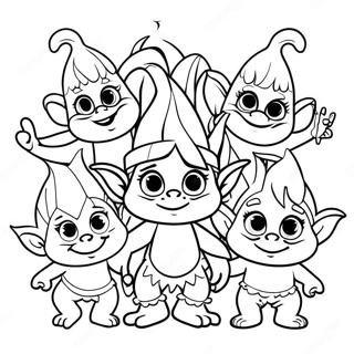 Colorful Trolls Party Coloring Page 81779-23431
