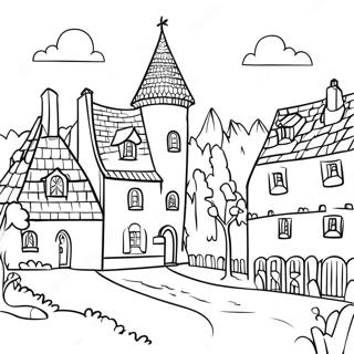 Enchanting Medieval Village Coloring Page 82036-23628