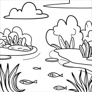 Serene Pond Scene Coloring Page 82110-23678