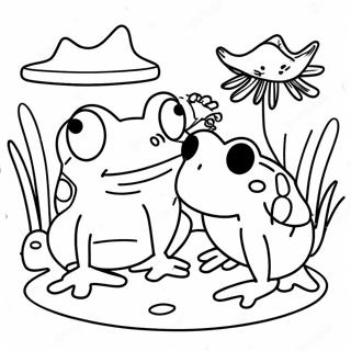 Playful Frogs At The Pond Coloring Page 82112-23686