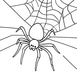Spooky Halloween Spider In Web Coloring Page 82164-23725
