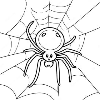 Spooky Halloween Spider In Web Coloring Page 82164-23727
