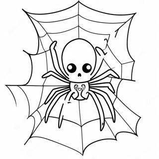 Spooky Halloween Spider In Web Coloring Page 82164-23754