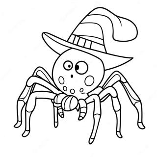 Funny Halloween Spider With Hat Coloring Page 82165-23730