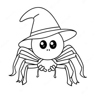 Funny Halloween Spider With Hat Coloring Page 82165-23732