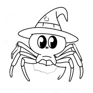 Funny Halloween Spider With Hat Coloring Page 82165-23757