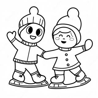 Cute Kids Ice Skating Coloring Page 82497-24010