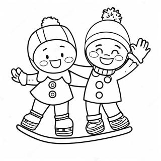 Joyful Ice Skating Friends Coloring Page 82499-24017