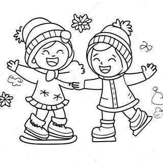 Joyful Ice Skating Friends Coloring Page 82499-24020