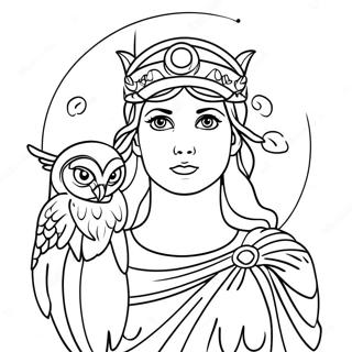 Athena With Owl Coloring Page 82575-24071