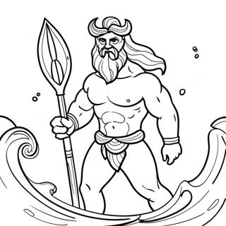 Poseidon in Ocean Coloring Page from Coloring-Pages.com