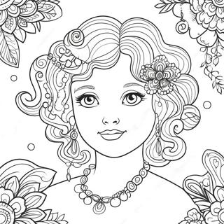 Curly Hair With Accessories Coloring Page 82602-24100