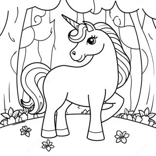 Mystical Unicorn In Magical Forest Coloring Page 82651-24134