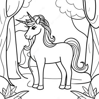 Mystical Unicorn In Magical Forest Coloring Page 82651-24135