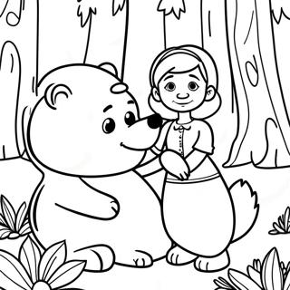 Masha And Bear In The Forest Coloring Page 82831 24271