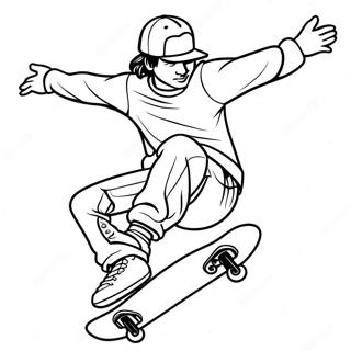 Skateboarder Performing A Flip Coloring Page 82857-24290