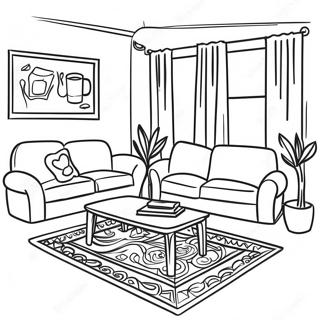 Cozy Living Room Interior Design Coloring Page 83241-24586