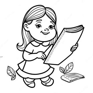 Matilda Reading A Book Coloring Page 83268 24614