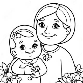 Cute Happy Mothers Day Grandma Coloring Page 83291-24626