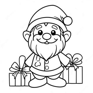 Cheerful Christmas Gnome With Gifts Coloring Page 83702-24953