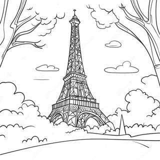 Eiffel Tower At Sunset Coloring Page 83779-25009